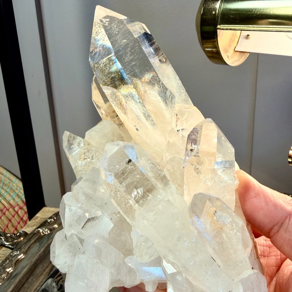 Cosmic Tantric Twin Channeler Lemurian Silver Quartz Crystal Starbrary5.25” 528g